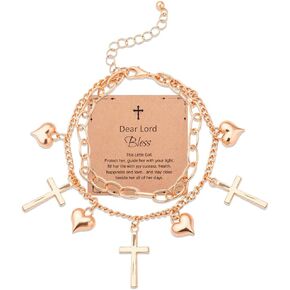 Christian Cross Bracelet Confirmation Faith Gift for Daughter Granddaughter Birthday Christmas Gifts for Religious Believers Confirmation Baptism Gifts Lord Bless Jesus Bracelet Gold in Saudi Arabia