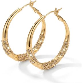 Twisted Hoop Earrings for Women, Sparkling Pavé Fashion Jewelry, Elegant Statement Earrings for Parties, Weddings and Gifts in Saudi Arabia