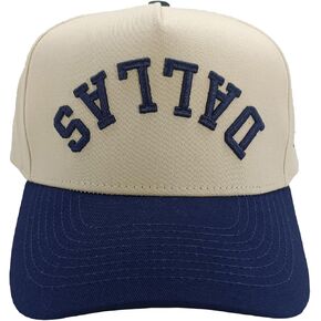 Baseball Cap, Upside Down Dallas Design, Navy and Khaki with Texas State Logo in Saudi Arabia