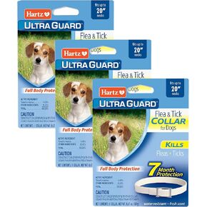 Hartz UltraGuard Flea & Tick Collar for Dogs and Puppies, 7 Month Flea and Tick Protection and Prevention Per Collar, White, Up to 20 Inch Neck in Saudi Arabia