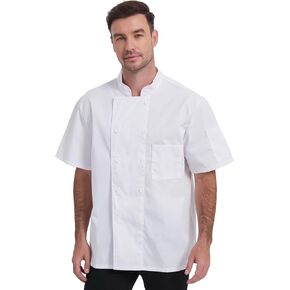 Black Chef Coat Short Sleeve Lightweight Chef Jacket Men Double Breasted Chef Uniform for Kitchen,Restaurant,Bakery in Saudi Arabia