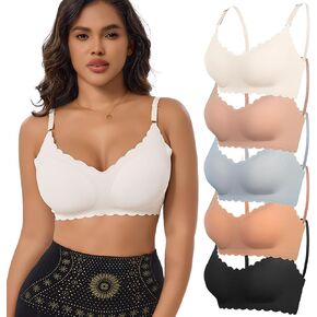 5-Pack Bras for Women Seamless Semi-Fixed Padded Minimizer Bra with Adjustable Straps Wireless Soft Push Up Bra in Saudi Arabia