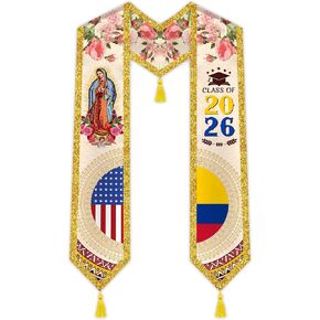 National Flag Graduation Stole Class of 2026 with Gold Glitter Trim, Graduate Sash for College & High School 75" Long in Saudi Arabia