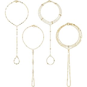 4Pcs Gold-Plated Hand Chain Bracelets for Women Bracelets Stack Set Trendy Dainty Ring Bracelet Hand Chain Jewelry in Saudi Arabia