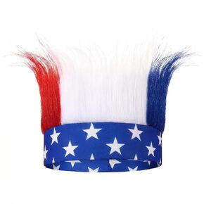 SHANPIN Red, White & Blue Troll Wig Hat & Costume Accessory USA Headdress & Sweatband for 4th of July, Memorial Day, Sports Events, Parties, Cosplay, and Halloween in Saudi Arabia