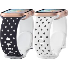 2 Pack Silicone Printed Strap Compatible with Apple Watch Bands 38mm 40mm 41mm 42mm 44mm 45mm 46mm 49mm, Soft Sports Wristband for iWatch Series 11 10 9 8 7 6 5 4 SE/Ultra 3 2 1 in Saudi Arabia