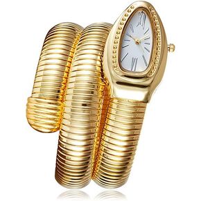 ZJchao Women Watch Fashion Snake Shape Bangle Watch Elegant Durable Comfortable Timepiece for Casual Work Office Party Gold Stainless Steel in Saudi Arabia
