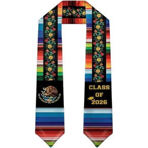 Mexican Embroidered Yellow and Red Flower Graduation Sash Class of 2026 Graduation Stole in Saudi Arabia