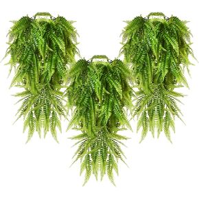 CLONG Artificial Hanging Plants Ferns Fake Plants Faux Plant UV Resistant Plastic Plants for Outdoor (6, Green) in Saudi Arabia