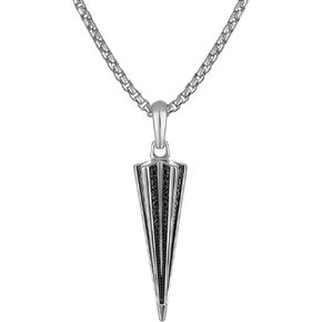 Bulova Men's Jewelry Silver-Tone Sterling Silver Pendant, Black Diamonds Totaling 0.25 Cttw,With The Iconic Tuning Fork Logo, Adjusts From 24" To 26" Style: BVP1121-WSAA in Saudi Arabia