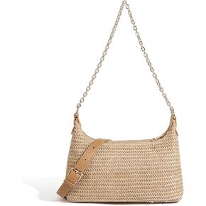 Handmade Straw Tote Bag for Women - Boho Beach Purse with Chain Strap,Summer Market Bag,Eco Friendly Woven Rattan in Saudi Arabia