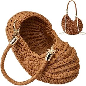 Crochet Clutch Purses for Women, Bohemia Seashell Woven Bag with Detachable Chain, Beach Crossbody Shoulder Handbag in Saudi Arabia