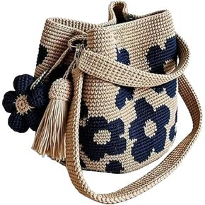 Handmade Crochet Flower Tote Bag for Women Woven Bucket Hobo Purse Casual Knit Summer Shoulder Bag in Kuwait