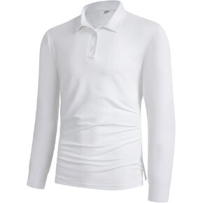 Men's Golf Polo Shirts, Long Sleeve Eyeglass Holder Split Hem, Business Casual 3-Button Placket Classic Fit in Saudi Arabia