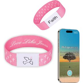 Christian Bracelet Prayer Bible Verse Wristbands with NFC Internet Bible & Music for Daily Praying Religious Gifts for Christian Women, Men Elastic Braided Inspirational Scripture Bracelet in Saudi Arabia
