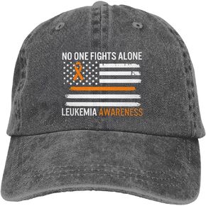 Leukemia Awareness Hat Distressed Cotton Washed Baseball Cap Black Funny Denim Hats Unisex Adjustable in Saudi Arabia
