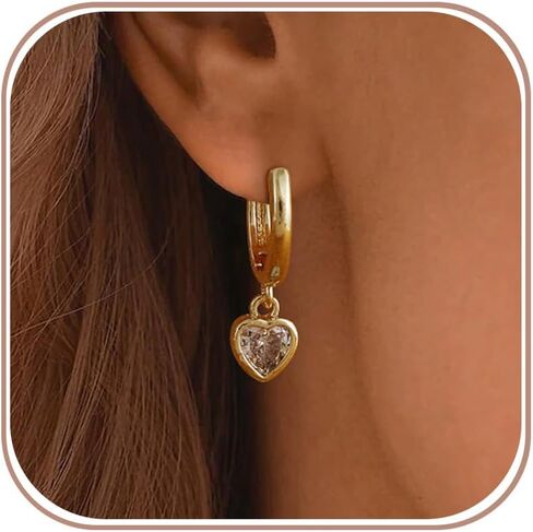 Dangle Earrings for Women, Dainty Minimalist Huggie Hoop Dangle Earrings Small 14K Gold Plated Hypoallergenic Drop Earrings for Women Everyday Gold Jewelry Gifts in Saudi Arabia