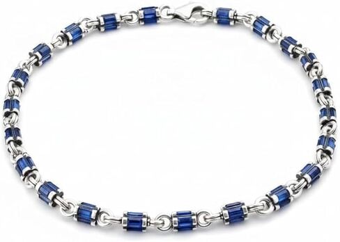 Men Sapphire Gemstone Handmade Link Chain Bracelet in Saudi Arabia
