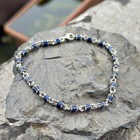 Men Sapphire Gemstone Handmade Link Chain Bracelet in Saudi Arabia