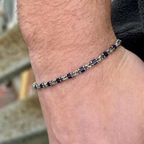 Men Sapphire Gemstone Handmade Link Chain Bracelet in Saudi Arabia
