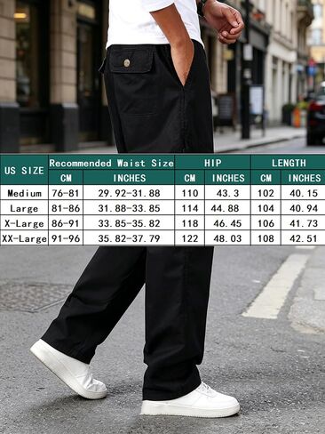 Mens Cargo Pants Relaxed Fit Straight Leg Casual Work Pants with Zipper Pockets Outdoor Hiking Trousers in Kuwait