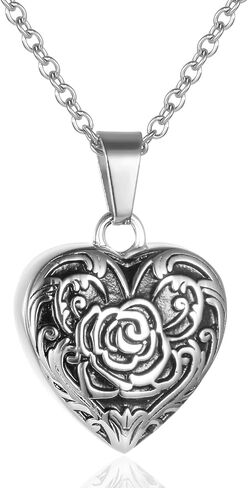 Cremation Necklace For Women Sunflower/Rose/Butterfly Heart Urn Necklace For Ashes Of Loved Ones Keepsake Memorial Jewelry in Saudi Arabia