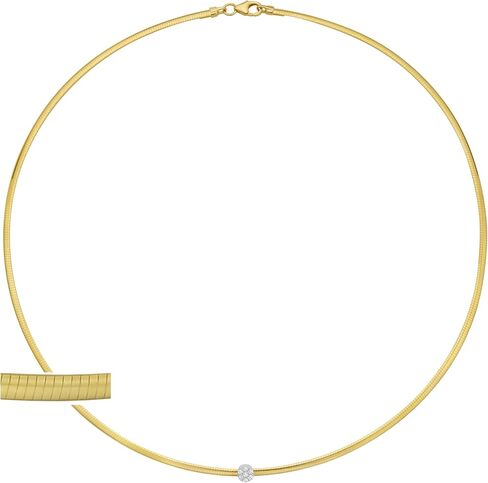 Floreo Italian .11cttw Diamond 14k Two-Tone Gold 2.2mm Omega Round Necklace, 17 Inch in Saudi Arabia