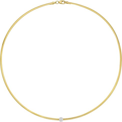 Floreo Italian .11cttw Diamond 14k Two-Tone Gold 2.2mm Omega Round Necklace, 17 Inch in Saudi Arabia