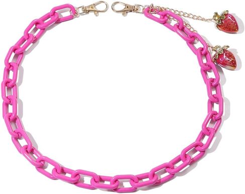 Cute Strawberry Pendants Hot Pink Paperclip Link Pants Trousers Chain for Women Chunky Statement Acrylic Fruit Charm Hip Hop Jeans Belt Wallet Pocket Waist Chain Summer Beach Holiday Y2k Body Jewelry in Kuwait