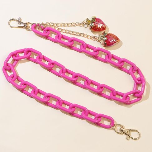 Cute Strawberry Pendants Hot Pink Paperclip Link Pants Trousers Chain for Women Chunky Statement Acrylic Fruit Charm Hip Hop Jeans Belt Wallet Pocket Waist Chain Summer Beach Holiday Y2k Body Jewelry in Kuwait