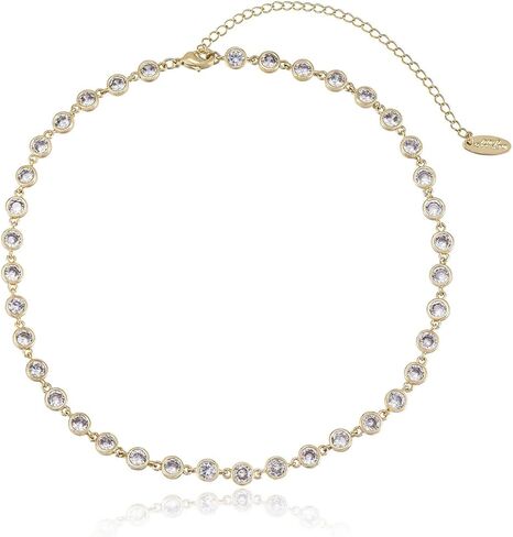 Ettika Gold Choker Necklace, 18k Gold Plated Necklace for Women. Crystal Discs and Link Necklace. Jewelry, Birthday Gifts For Women in Kuwait