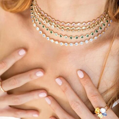 Ettika Gold Choker Necklace, 18k Gold Plated Necklace for Women. Crystal Discs and Link Necklace. Jewelry, Birthday Gifts For Women in Kuwait