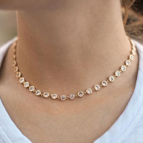 Ettika Gold Choker Necklace, 18k Gold Plated Necklace for Women. Crystal Discs and Link Necklace. Jewelry, Birthday Gifts For Women in Kuwait