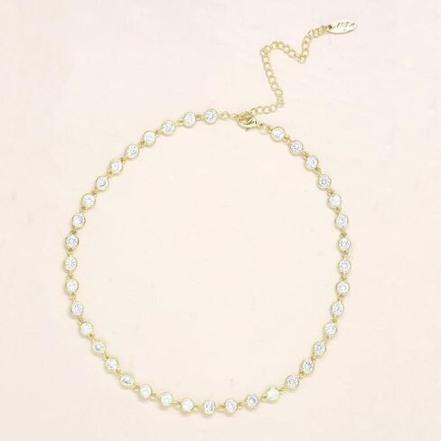 Ettika Gold Choker Necklace, 18k Gold Plated Necklace for Women. Crystal Discs and Link Necklace. Jewelry, Birthday Gifts For Women in Kuwait