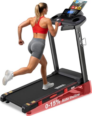 15% Auto Incline Treadmills for Home, 10 MPH Speed, 3.0 HP Foldable Treadmill, 18" Wider Belt, 36 Programs, Running Treadmills for Home with Bluetooth APP in Kuwait