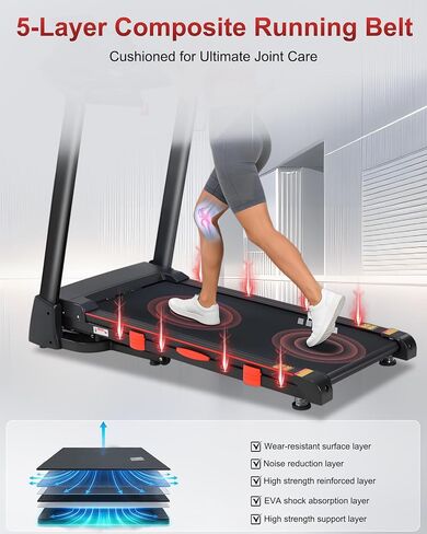 15% Auto Incline Treadmills for Home, 10 MPH Speed, 3.0 HP Foldable Treadmill, 18" Wider Belt, 36 Programs, Running Treadmills for Home with Bluetooth APP in Kuwait
