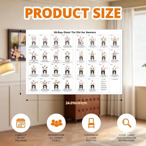 Tai Chi Chair Workout Chart Poster Print Laminated Seated Exercises for Beginners Seniors with Limited Mobility Balance Fall Prevention Routine Canvas Wall Art Living Room Bedroom HomeGym Decor (16*24inch) in Saudi Arabia