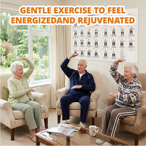 Tai Chi Chair Workout Chart Poster Print Laminated Seated Exercises for Beginners Seniors with Limited Mobility Balance Fall Prevention Routine Canvas Wall Art Living Room Bedroom HomeGym Decor (16*24inch) in Saudi Arabia