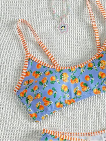 SHENHE Women's 2 Piece Swimsuits Floral Scoop Neck High Cut Spaghetti Strap Bikini Set in Kuwait