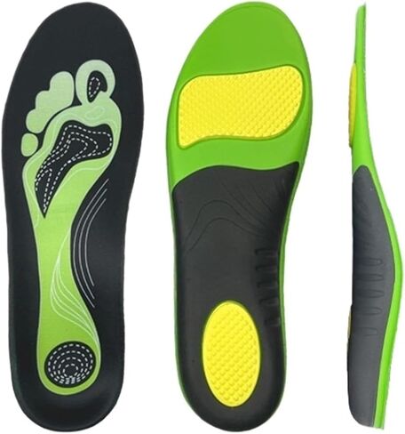 Plantar Fasciitis Insoles Men Women,Arch Support Inserts,Pain Relief Orthotics for Flat Feet,High Arch Work Boot Shoe Insoles for Running Sport Comfort (Green, (Men 9-10.5 / Women 10-11.5)) in Saudi Arabia