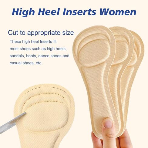 6 Pairs High Heel Inserts Women, 3/4 inch Length High Heel Cushion Insoles for High Heels, Sandals & Flats, Shock & Sweat Absorbent, Prevent Feet from Sliding Forward in Saudi Arabia