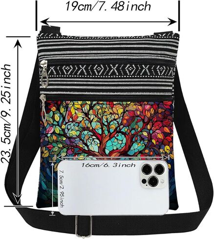 Stained-Glass Tree of Life Mom Crossbody Bag Women Adjustable Shoulder Strap Messenger Bag Special Birthday Gift for Mother's Day Daily Use Travel Purse in Kuwait