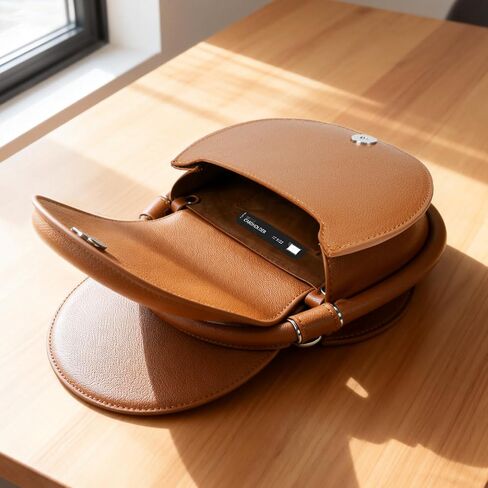 Handmade Vegan Leather Crossbody Bag for Women, Half-Moon Shoulder Bag & Top-Handle Handbag in Kuwait