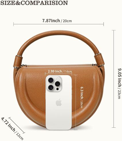 Handmade Vegan Leather Crossbody Bag for Women, Half-Moon Shoulder Bag & Top-Handle Handbag in Kuwait