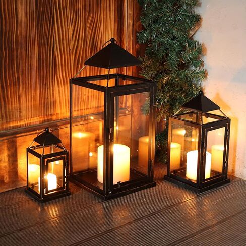 NEEDOMO Lanterns Decorative Outdoor & Indoor, Set of 3 Outdoor Lanterns for Porch, Vintage Candle Lantern Decor for Living Room, Fireplace, Kitchen Dining Table, Patio, Garden, Wedding, White in Kuwait