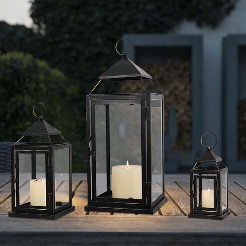NEEDOMO Lanterns Decorative Outdoor & Indoor, Set of 3 Outdoor Lanterns for Porch, Vintage Candle Lantern Decor for Living Room, Fireplace, Kitchen Dining Table, Patio, Garden, Wedding, White in Kuwait