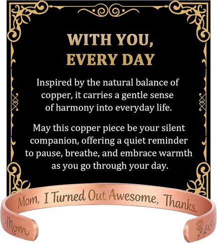 BioMag Copper Bracelet for Women Mom, 99.99% Pure Copper Cuff Bangle for Mothers Day Birthday, Adjustable Jewerly Gift in Saudi Arabia