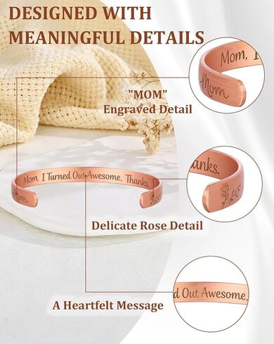 BioMag Copper Bracelet for Women Mom, 99.99% Pure Copper Cuff Bangle for Mothers Day Birthday, Adjustable Jewerly Gift in Saudi Arabia
