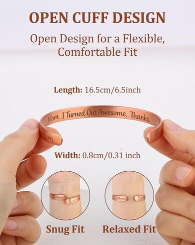 BioMag Copper Bracelet for Women Mom, 99.99% Pure Copper Cuff Bangle for Mothers Day Birthday, Adjustable Jewerly Gift in Saudi Arabia