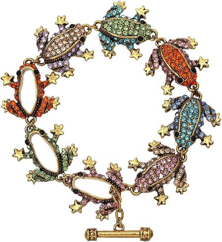 1Pcs Vintage Exquisite Frog-Shaped Rhinestone Inlaid Bangle Creative Frog Bracelet Sparkling Alloy Construction Adjustable Size for Animal Lovers in Kuwait